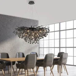 Icicle lysekrone, sort, glasophæng, længde 100 cm