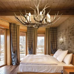 Ideal Lux Chalet lysekrone, beige, kunstharpiks, 8 lyskilder