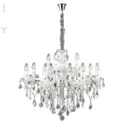 Ideal Lux lysekrone Florian kromfarvet, krystal, 12flg.