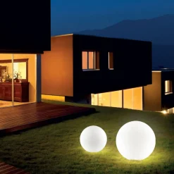 Ideal Lux Sole lampe med jordspyd, hvid, plast, Ø 30 cm