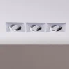 Indbygningslamper i krom med LED, kantet sæt med 3 stk