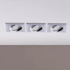 Indbygningslamper i krom med LED, kantet sæt med 3 stk
