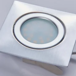 Indbygningslamper i krom med LED, kantet sæt med 3 stk