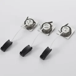 Indbygningslamper i krom med LED, kantet sæt med 3 stk