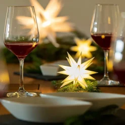 Indendørs dekostjerne 18 takker, Ø 12 cm, hvid