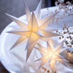 Indendørs dekostjerne 18 takker, Ø 12 cm, hvid