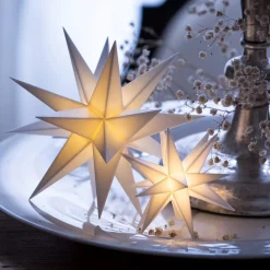 Indendørs dekostjerne 18 takker, Ø 12 cm, hvid