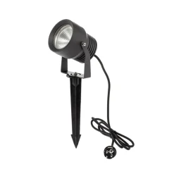 Irina udendørs LED-spot, jordspyd, stik, grå, metal