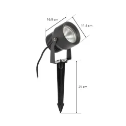 Irina udendørs LED-spot, jordspyd, stik, grå, metal