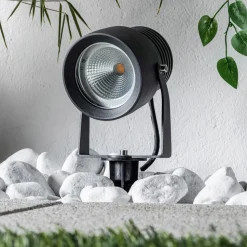 Irina udendørs LED-spot, sæt med 3, jordspyd, stik, grå