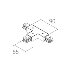 Ivela T-forbinder SQUARE 48 V, sort, beskyttelsesleder til venstre