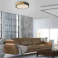 JUST LIGHT. Bila LED-loftslampe, sort, Ø 32 cm, træ