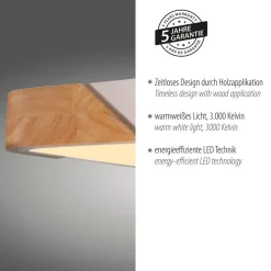 JUST LIGHT. Bila LED-loftslampe, hvid, 32x32 cm, træ