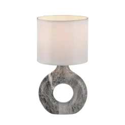 JUST LIGHT. Carara bordlampe, keramisk fod, grå