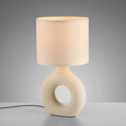 JUST LIGHT. Carara bordlampe, keramisk fod, beige