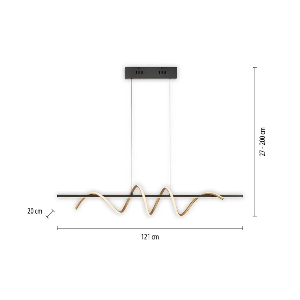 JUST LIGHT. Emanda hængelampe, jern, sort messing