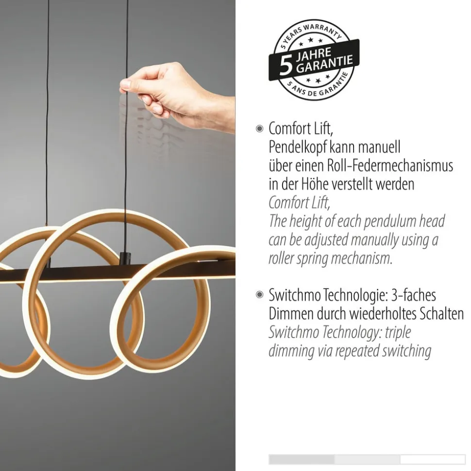 JUST LIGHT. Emanda hængelampe, jern, sort messing