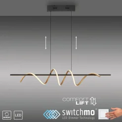 JUST LIGHT. Emanda hængelampe, jern, sort messing