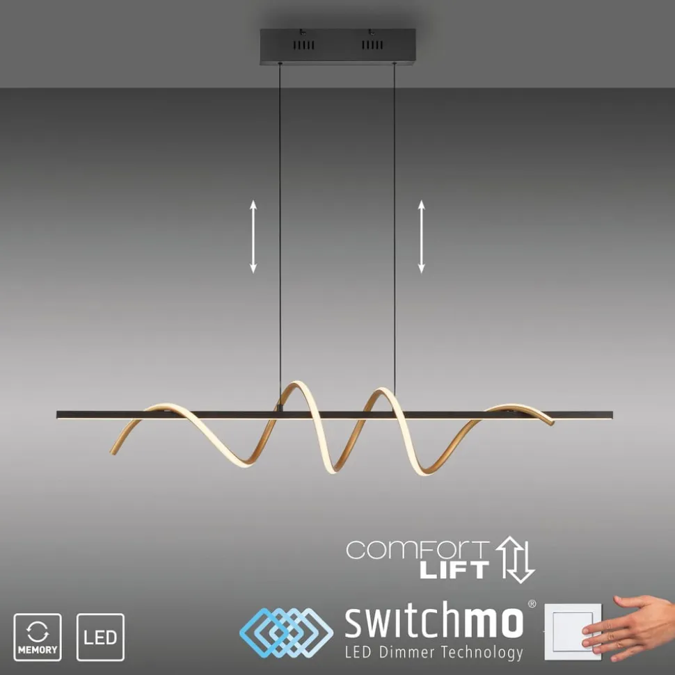 JUST LIGHT. Emanda hængelampe, jern, sort messing