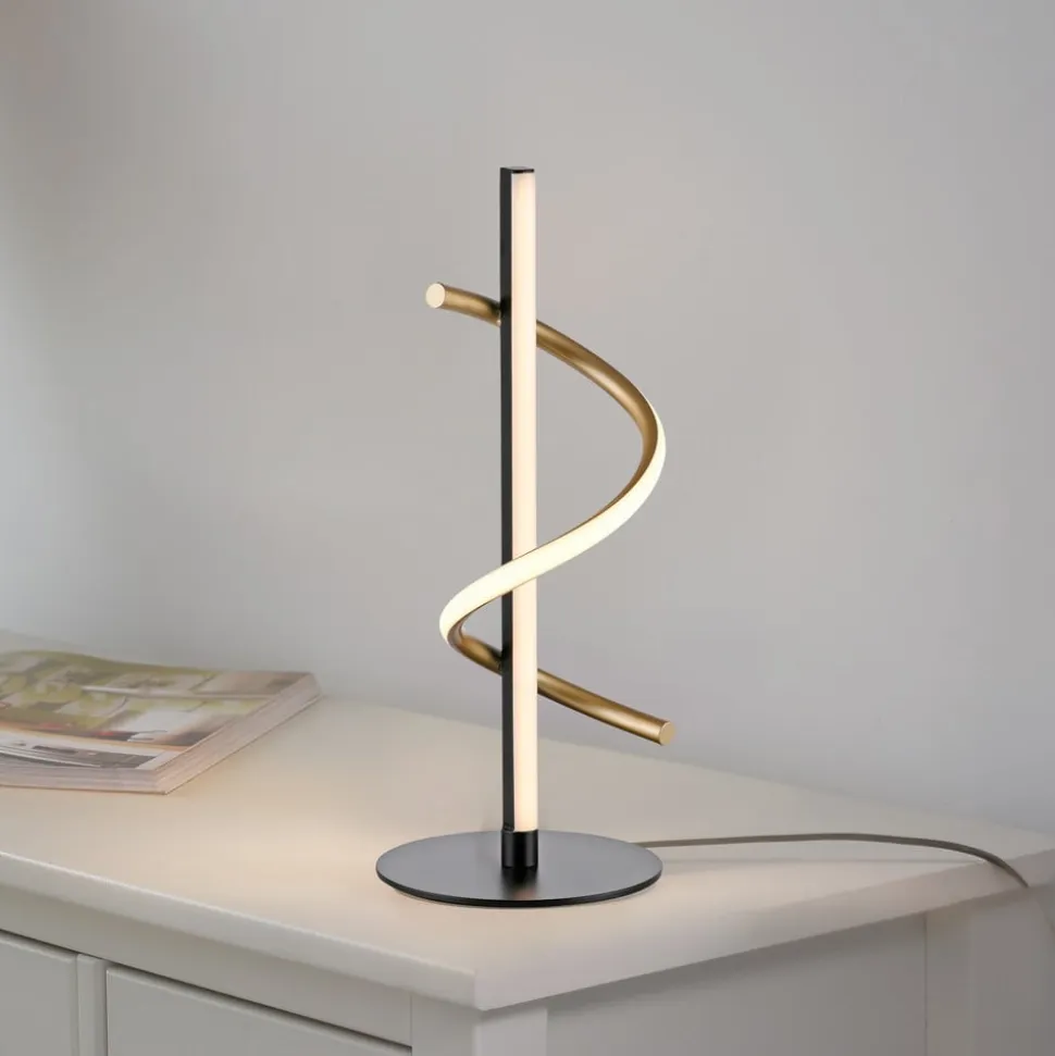 JUST LIGHT. Emanda LED-bordlampe, jern, sort-messing