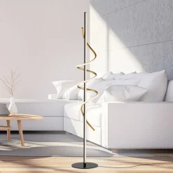 JUST LIGHT. Emanda LED-gulvlampe, jern, sort-messing