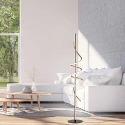 JUST LIGHT. Emanda LED-gulvlampe, jern, sort-messing