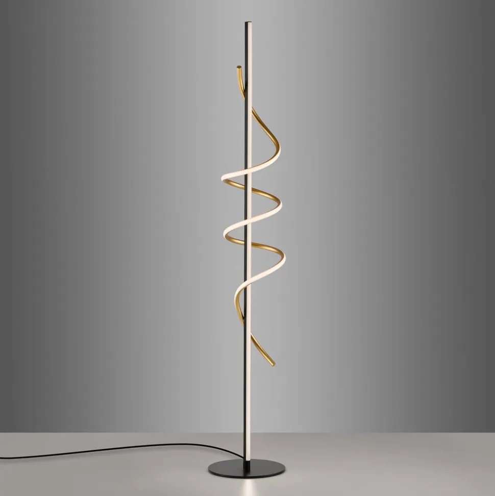 JUST LIGHT. Emanda LED-gulvlampe, jern, sort-messing