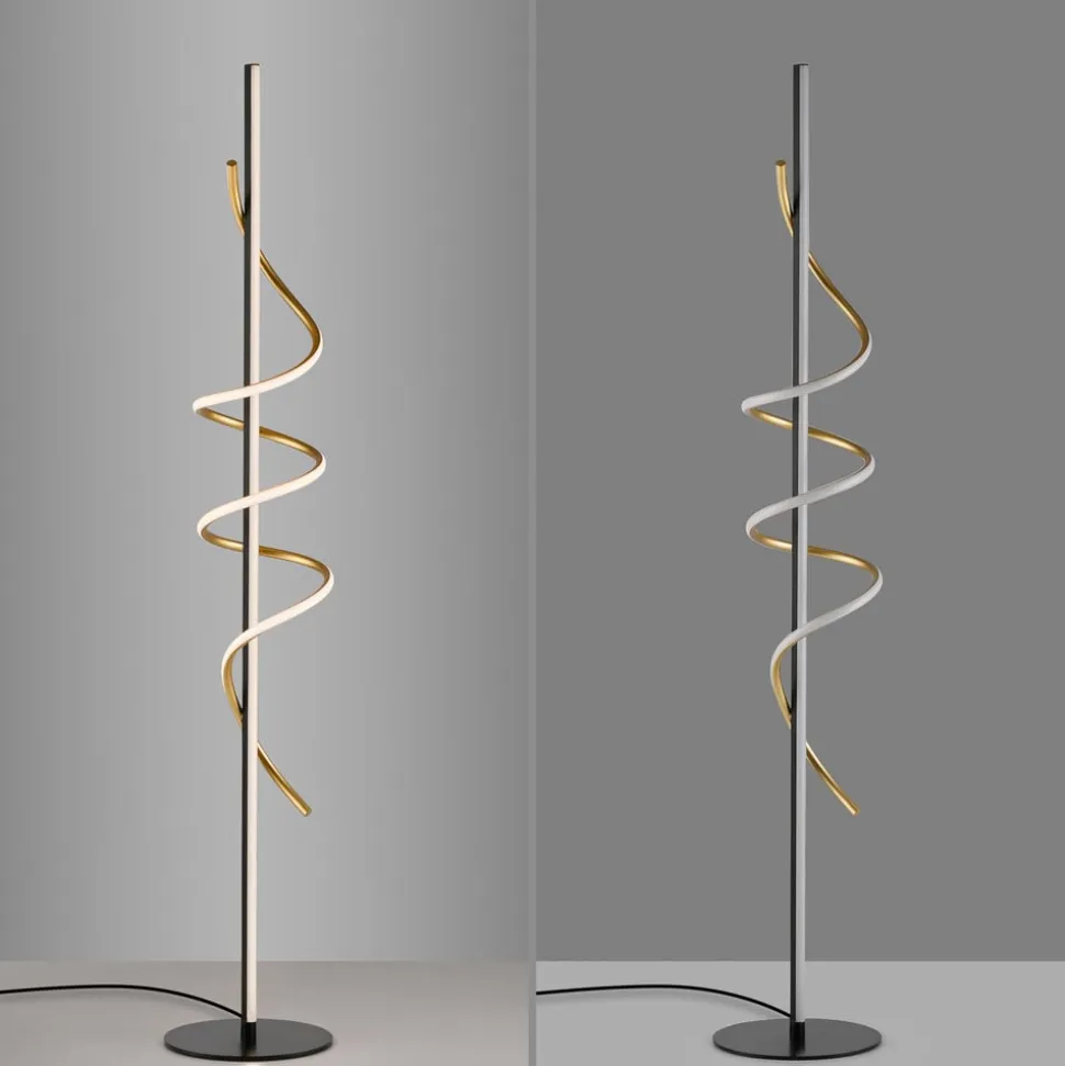 JUST LIGHT. Emanda LED-gulvlampe, jern, sort-messing