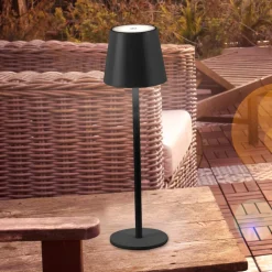 JUST LIGHT. Euria LED-bordlampe, sort, jern IP54