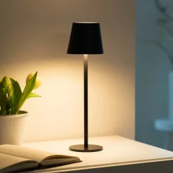 JUST LIGHT. Euria LED-bordlampe, sort, jern IP54