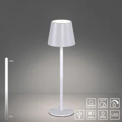 JUST LIGHT. Euria LED-bordlampe, hvid, jern, IP54