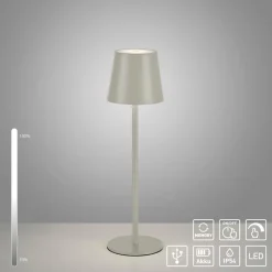 JUST LIGHT. Euria LED-bordlampe, grå-beige jern IP54