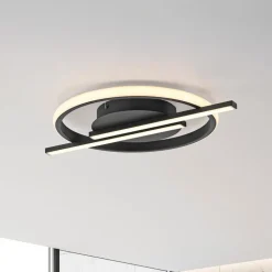 JUST LIGHT. Korsa LED-loftslampe, sort, Ø31 cm, dæmpbar