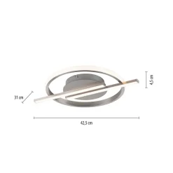 JUST LIGHT. Korsa LED-loftslampe, stålfarvet, dæmpbar