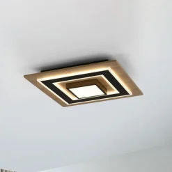 JUST LIGHT. LED loftlampe Tola, kantet, 2 lyskilder, træ, 3000 K