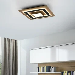 JUST LIGHT. LED loftlampe Tola, kantet, 2 lyskilder, træ, 3000 K