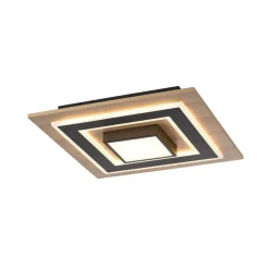 JUST LIGHT. LED loftlampe Tola, kantet, 2 lyskilder, træ, 3000 K