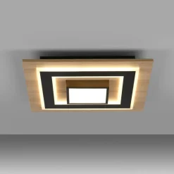 JUST LIGHT. LED loftlampe Tola, kantet, 2 lyskilder, træ, 3000 K