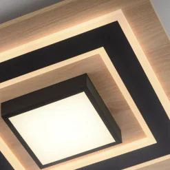 JUST LIGHT. LED loftlampe Tola, kantet, 2 lyskilder, træ, 3000 K