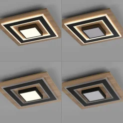 JUST LIGHT. LED loftlampe Tola, kantet, 2 lyskilder, træ, 3000 K