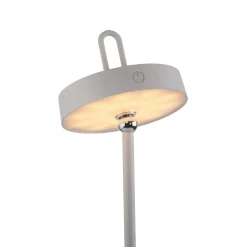 JUST LIGHT. LED-bordlampe Amag grå-beige jern IP44