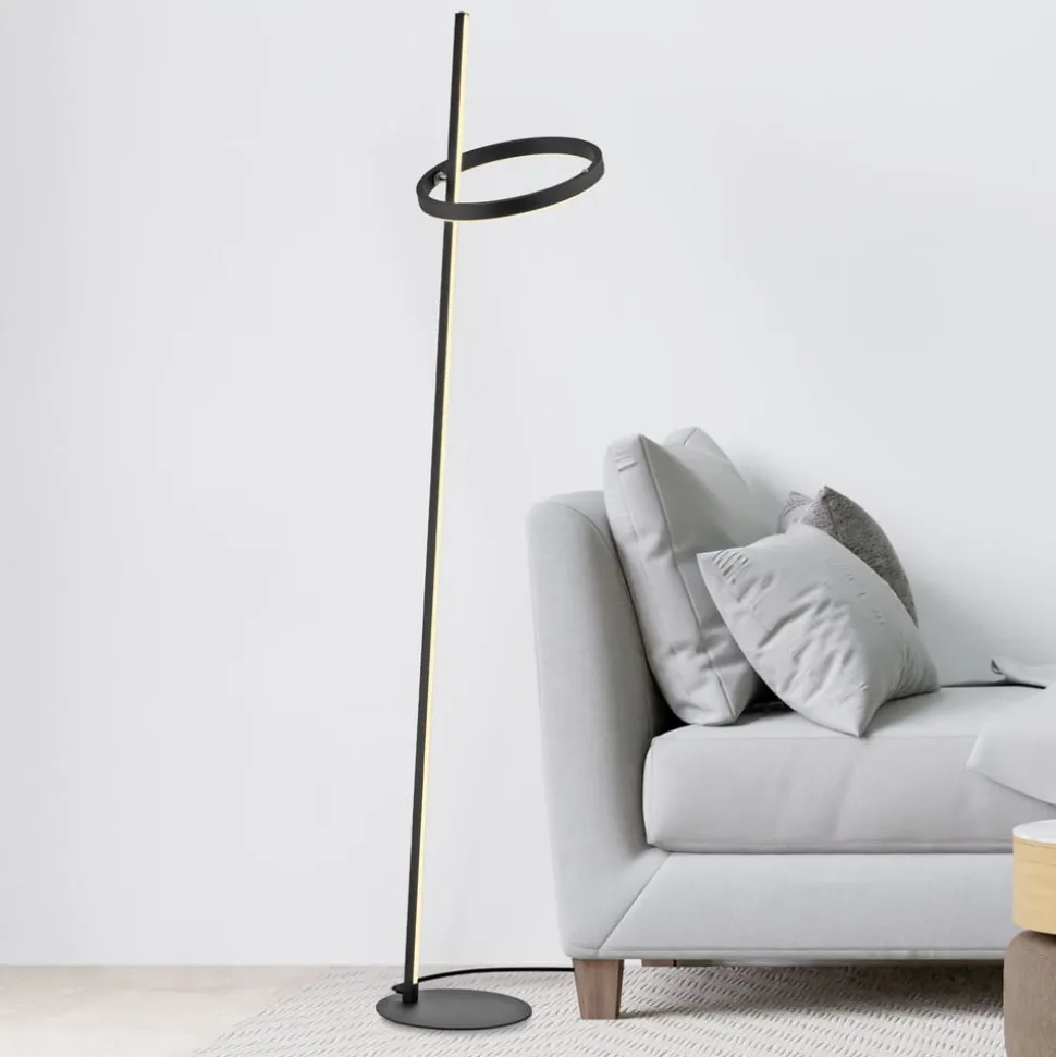 JUST LIGHT. LED-gulvlampe Ritus sort jern Dæmper 3.000 K