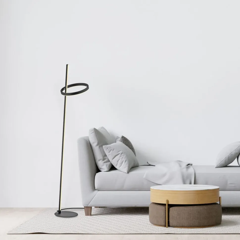 JUST LIGHT. LED-gulvlampe Ritus sort jern Dæmper 3.000 K