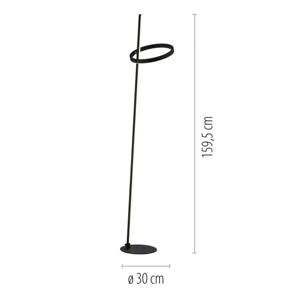 JUST LIGHT. LED-gulvlampe Ritus sort jern Dæmper 3.000 K