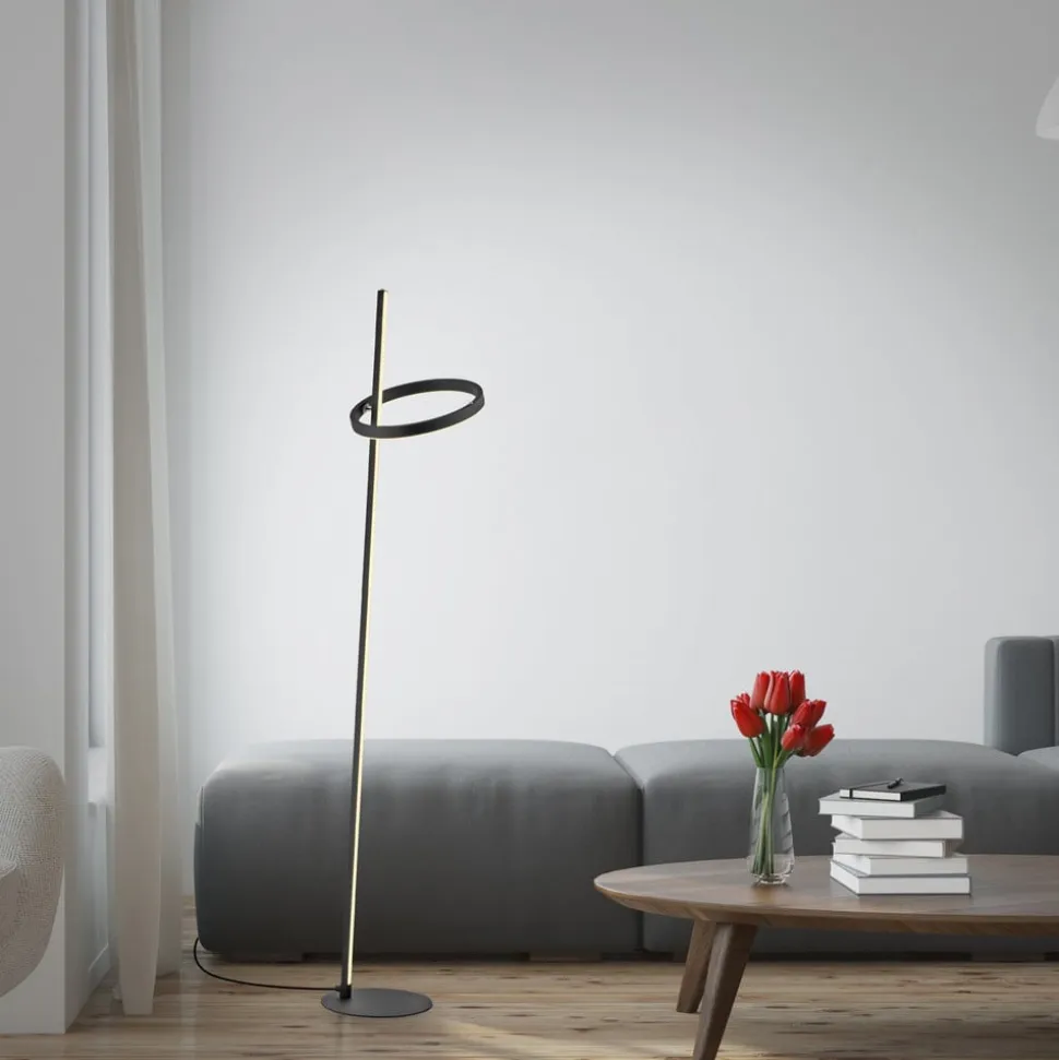 JUST LIGHT. LED-gulvlampe Ritus sort jern Dæmper 3.000 K