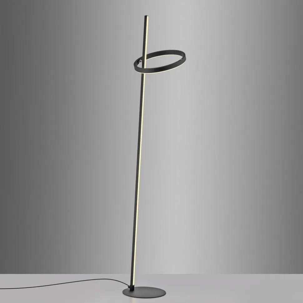 JUST LIGHT. LED-gulvlampe Ritus sort jern Dæmper 3.000 K