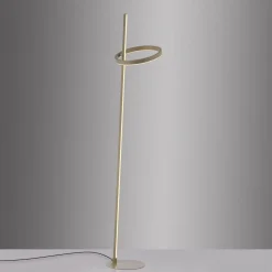 JUST LIGHT. LED-gulvlampe Ritus sand, jern, dæmper, 3.000 K