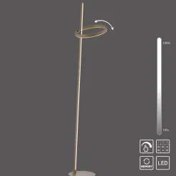 JUST LIGHT. LED-gulvlampe Ritus sand, jern, dæmper, 3.000 K