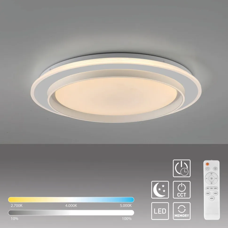 JUST LIGHT. LED-loftslampe Lago Ø 49,3 cm CCT fjernbetjening