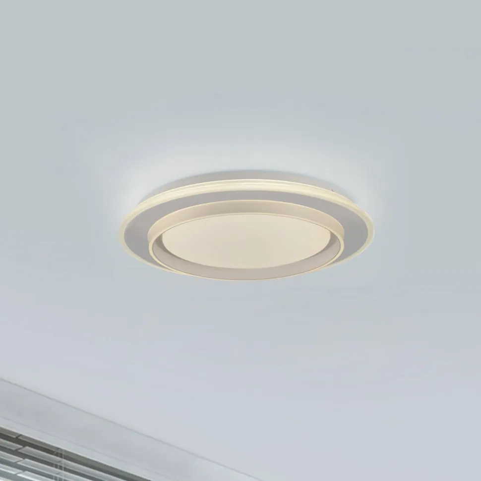 JUST LIGHT. LED-loftslampe Lago Ø 40 cm hvid fjernbetjening